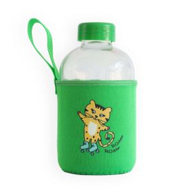 Milk&Moo Skater Cheetah Kids Glass Water Bottles 20 oz, 600 ml