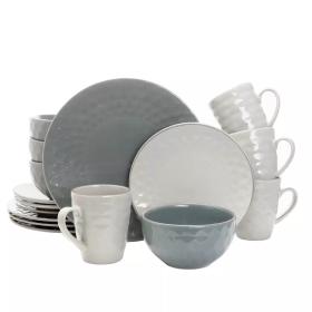 16pc Stoneware Mutli-Diamond Dinnerware Set Gray