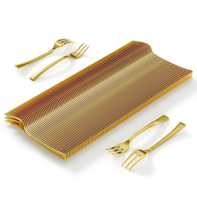 Mini Forks For Desserts - Bulk Pack Of 100 Mini Gold Dessert Forks