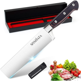 MOSFiATA Nakiri Knife 7 Inch Vegetable Cleaver Knife, 5Cr15Mov High Carbon Stainless Steel Kitchen Cooking Knife with Ergonomic Pakkawood Handle